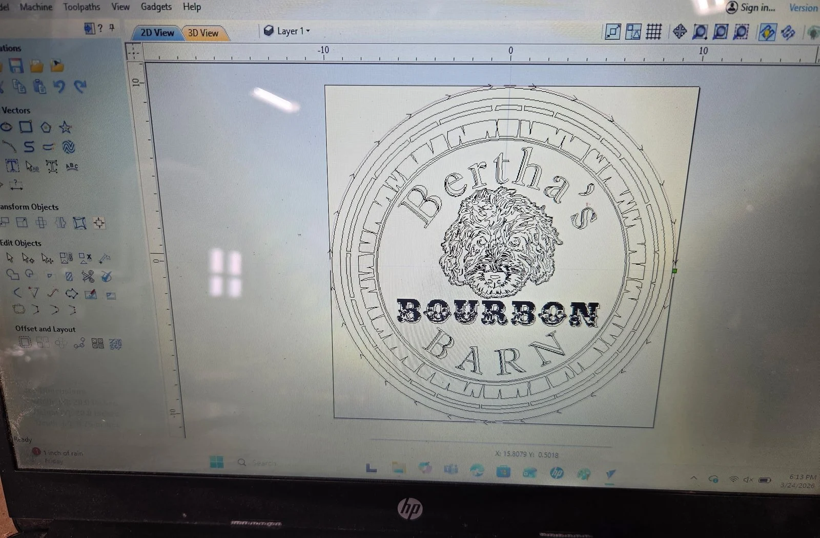 Digital CAD model of Bertha’s Bourbon Barn sign